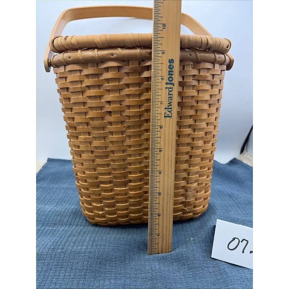 Hand Woven Lidded Basket With Brass Hardware Perfect For Binoculars
